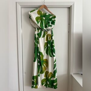 Farm Rio White Monstera Midi Knot Dress